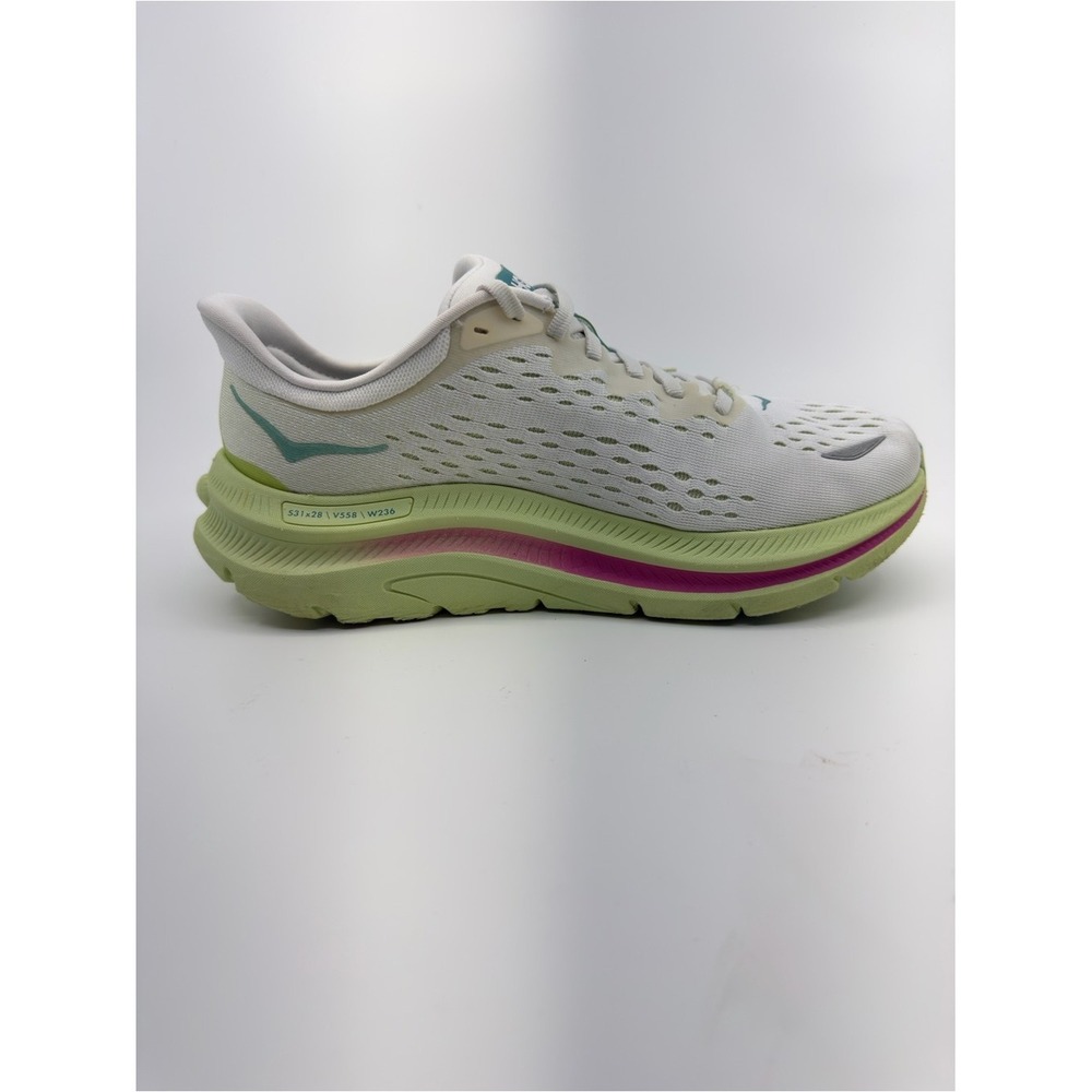 Hoka Womens 8 White Kawana Running Shoes Sneakers Teal Pink Lime Green - Picture 4 of 10